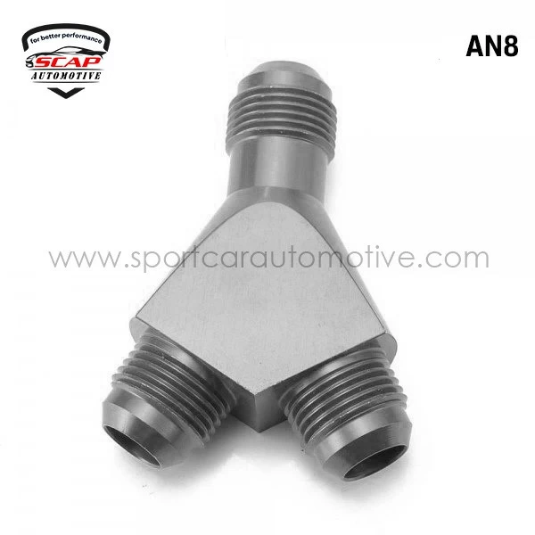 AN8 TO 2X AN8 MALE 3-WAY Y BLOCK FITTING ADAPTOR JTAN8T28  (SKU 34-238)