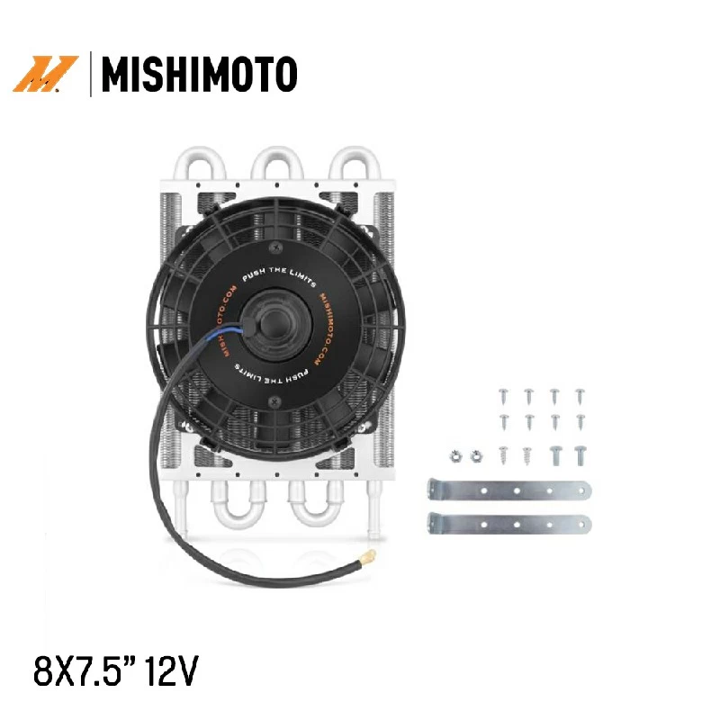 TRANS.OIL COOLER WITH ELEC.FAN 12V 8"X7.5IN. YHICK,3/8 IN HOSE BARBS MMTS-11-282 (SKU 32-118)