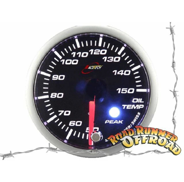 RT-60RTOTSWL270-SM(C) GAUGE OIL TEMP 60MM SUPER WHITE LED  DISPLAY WITH WARNING RACETECH (SKU 30-107)