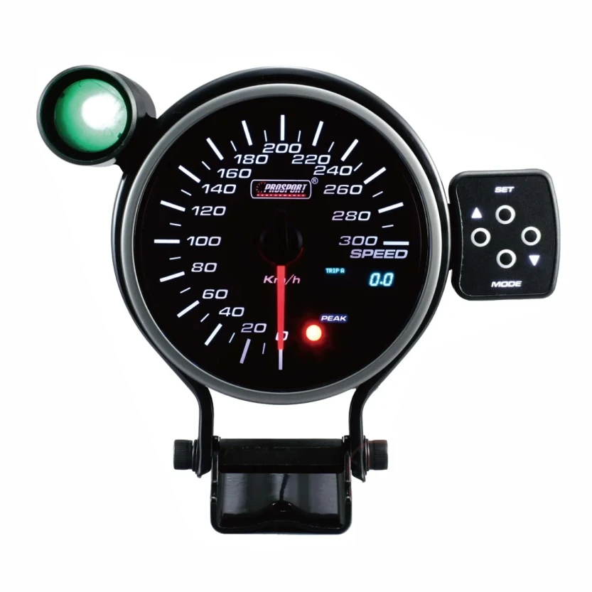 95MM SPEEDOMETER 0-300KM/H SUPER WHITE AMBER RED& BUE LED DISPLAY PSPORT-343SMSPSWL270-PK (SKU 30-202)