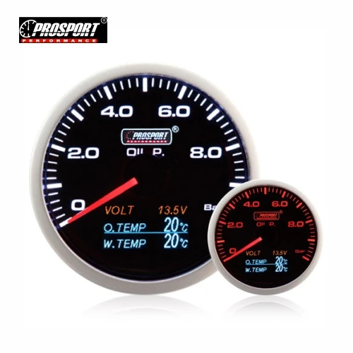60MM OIL PRESSURE 4 IN 1 GAUGE ,VOLT,OIL TEMP & WATER TEMP  PROSPORT PSPORT-238WAFOPSM(BAR) (SKU 30-177)