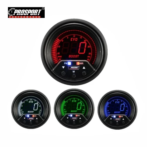 60MM BOOST.GAUGE 4 COLOR ,DIGITAL LCD DISPLAY WITH WARNING & PEAK PSPORT-238EVOBO-PK-R.BAR (SKU 30-186)