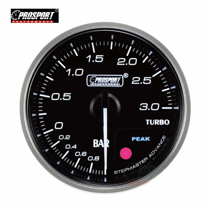 60MM BOOST GAUGE,CLEAR LENS WHITE & AMBER ,PEAK AND WARNING GAUGE PROSPORT PSPORT-238CLSDWABO-R.BAR (SKU 30-179)